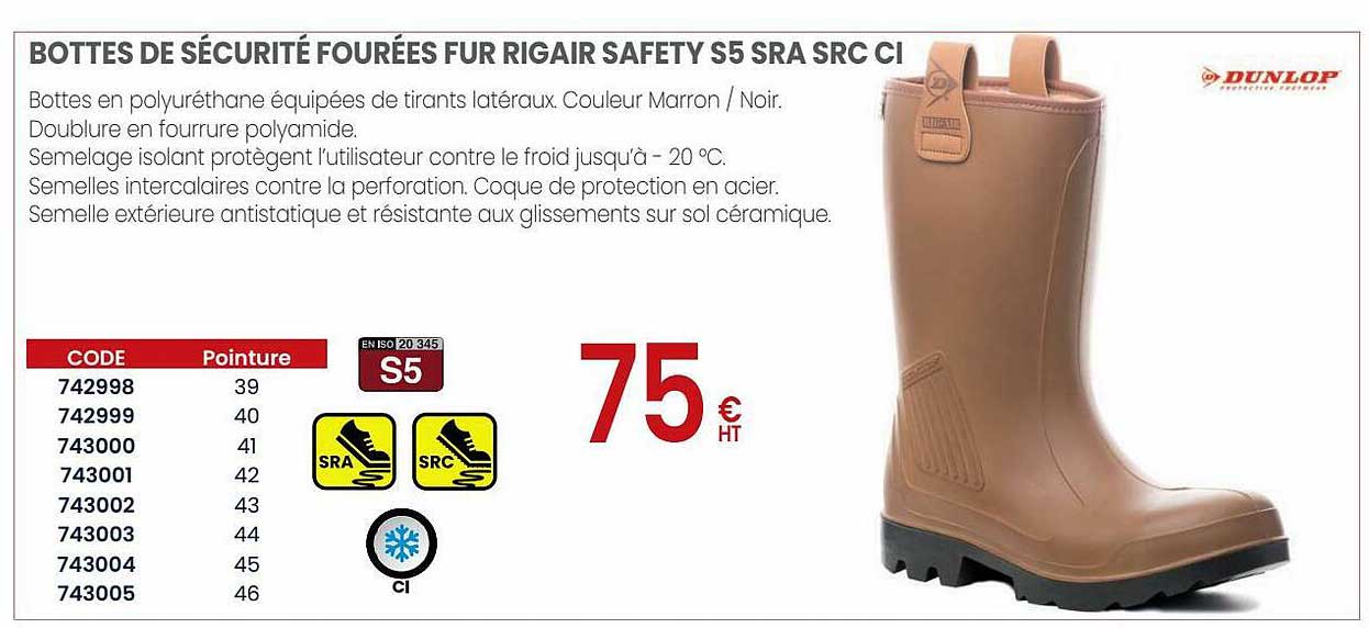 bottes de sécurité fourées fur rigair safety s5 sra src ci