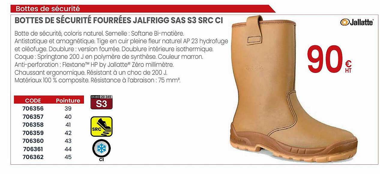 bottes de sécurité fourrées jalfrigg sas src ci jallatte
