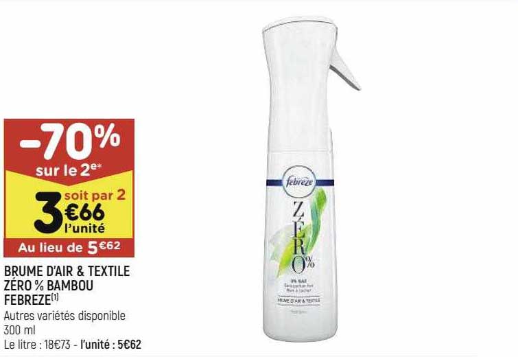 brume d'air & textile zéro% bambou febreze