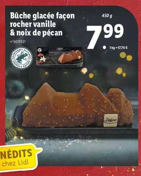 bûche glacée façon rocher vanille & noix de pécan