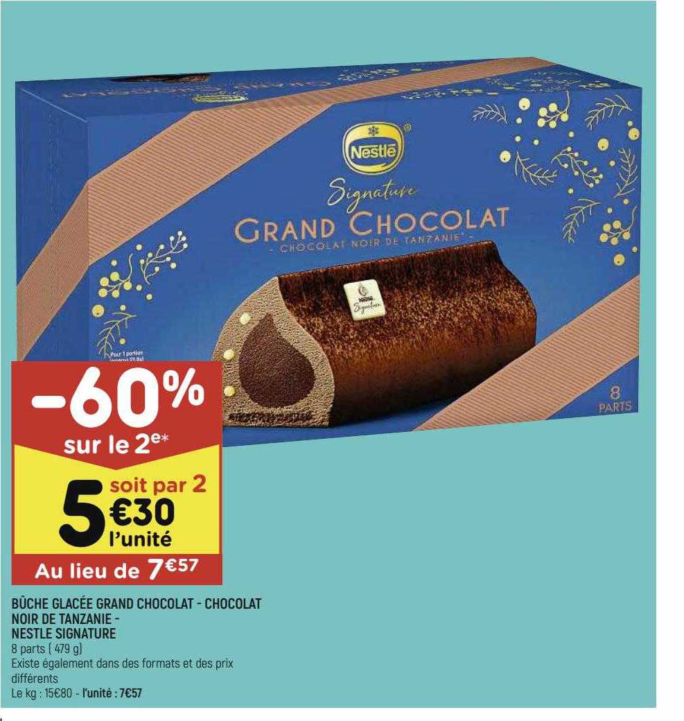 bûche glacée grand chocolat - chocolat noir de tanzanie- nestlé signature