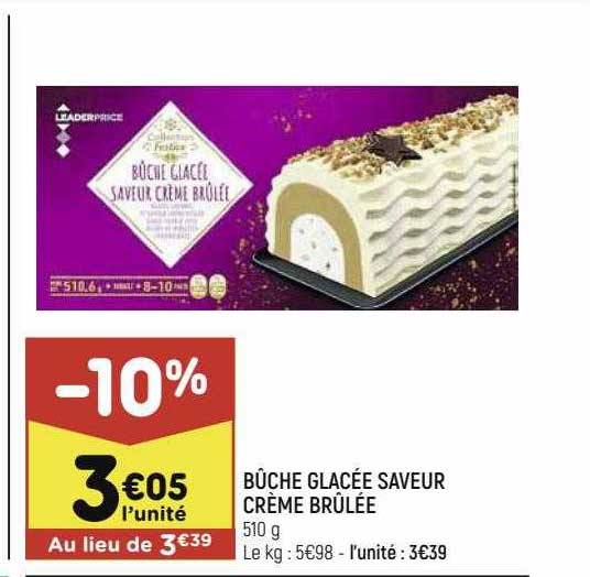 bûche glacée saveur crème brûlée