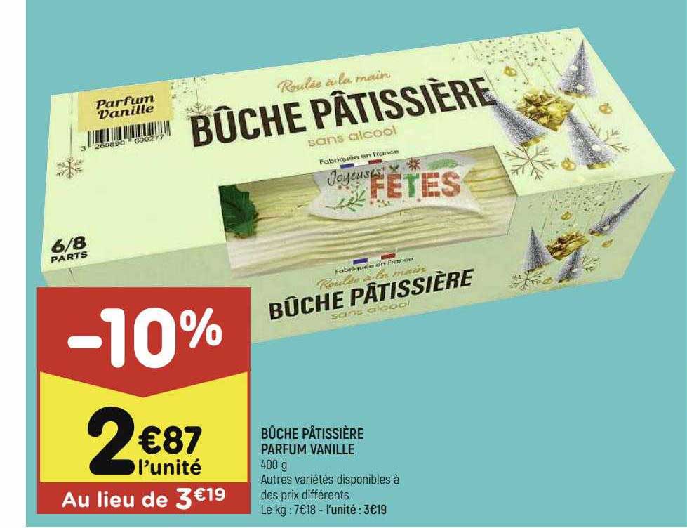 bûche pâtissière parfum vanille