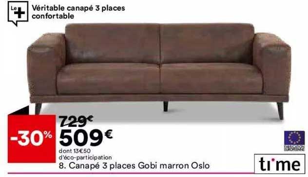 canapé 3 places gobi marron oslo