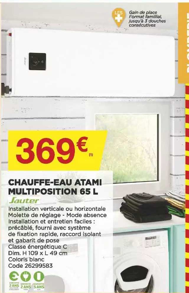 chauffe-eau atami multiposition 65 l sauter