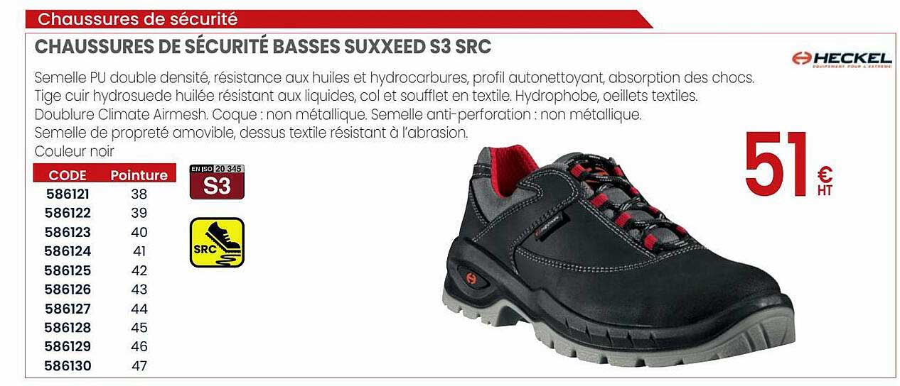 chaussures de sécurité basses suxxeed s3 src