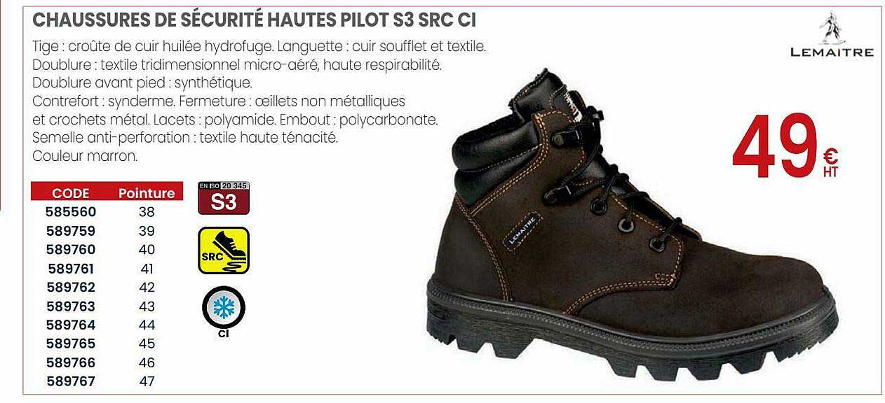 chaussures de sécurité hautes pilot s3 src ci