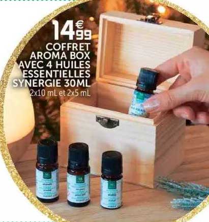 coffret aroma box avec 4 huiles essentielles synergie 30 ml