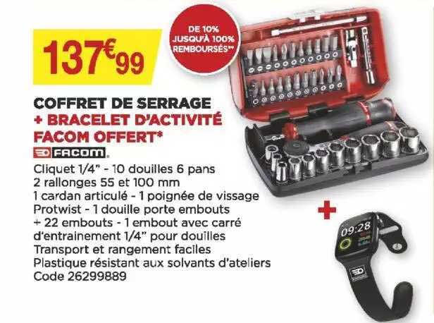 coffret de serrage + bracelet d'activité facom offert facom