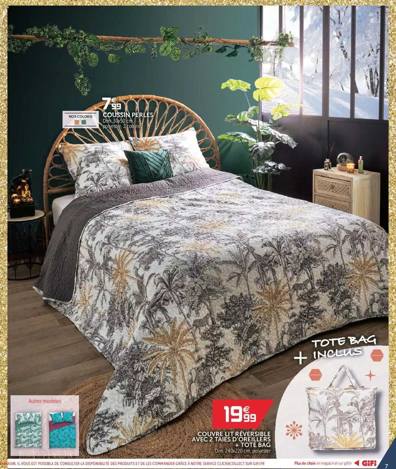 couvre lit réversible avec 2 taies d'oreillers + tote bag