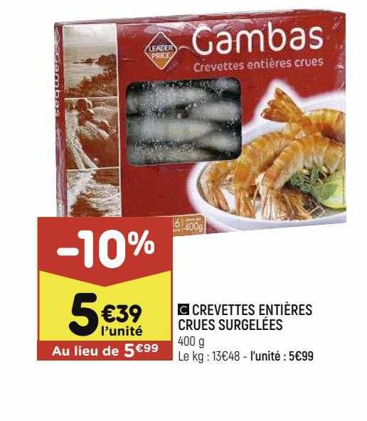 crevettes entières cres surgelées