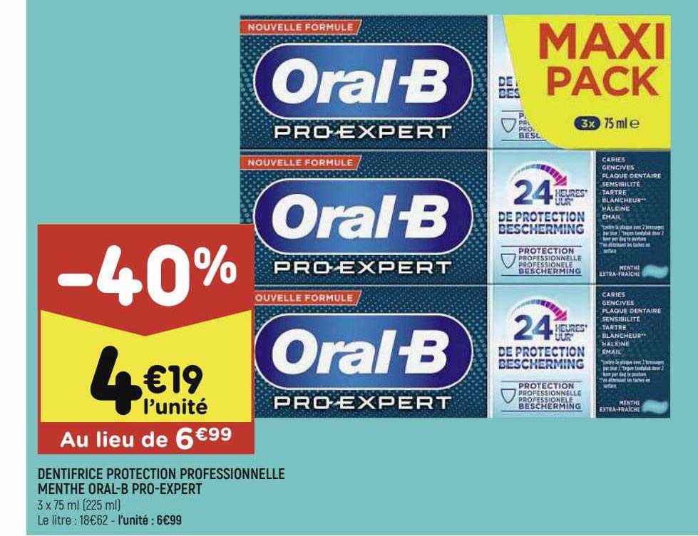 dentifrice protection professionnelle menthe oral-b pro-expert