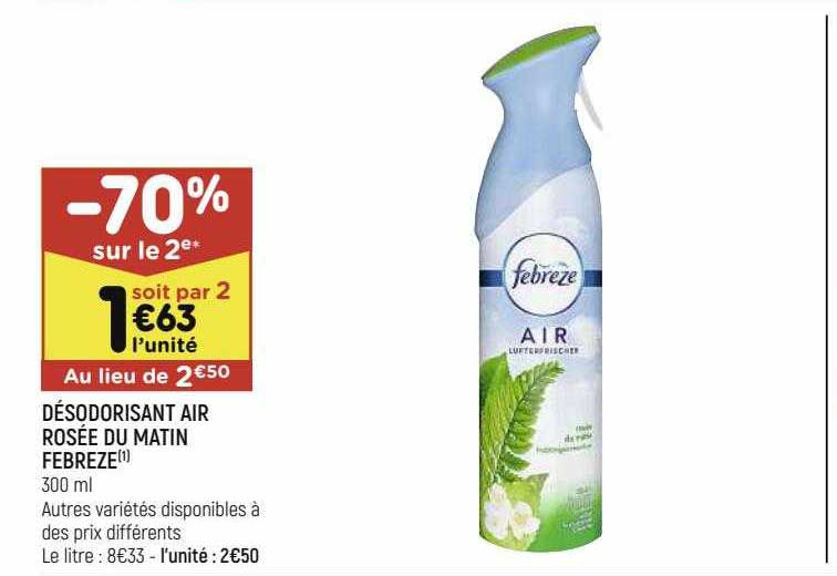 désodorisant air rosée du matin febreze