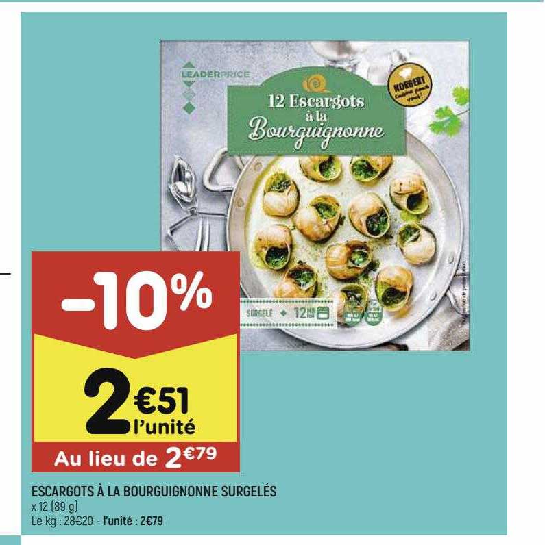 escargots à la bourguignonne surgelés
