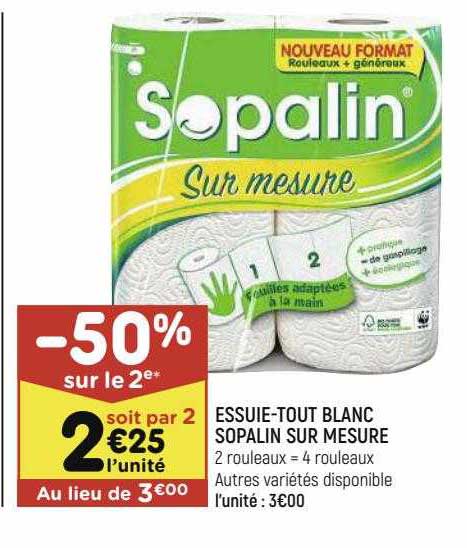 essuie-tout blanc sopalin sur mesure