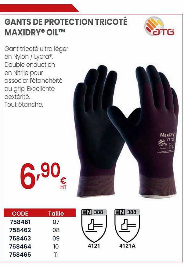 Gants De Protection Tricoté Maxidry Oil