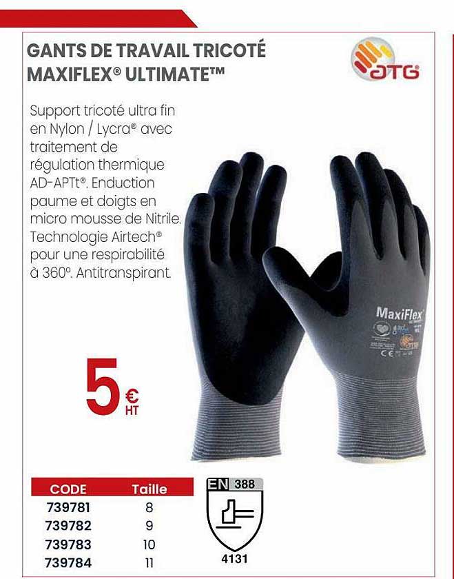 gants de travail tricoté maxiflex ultimate