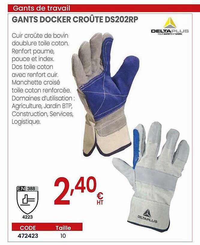 Gants Docker Croûte Ds202rp