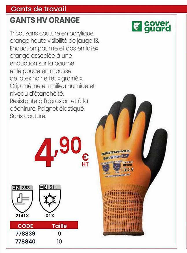 gants hv orange cover guard