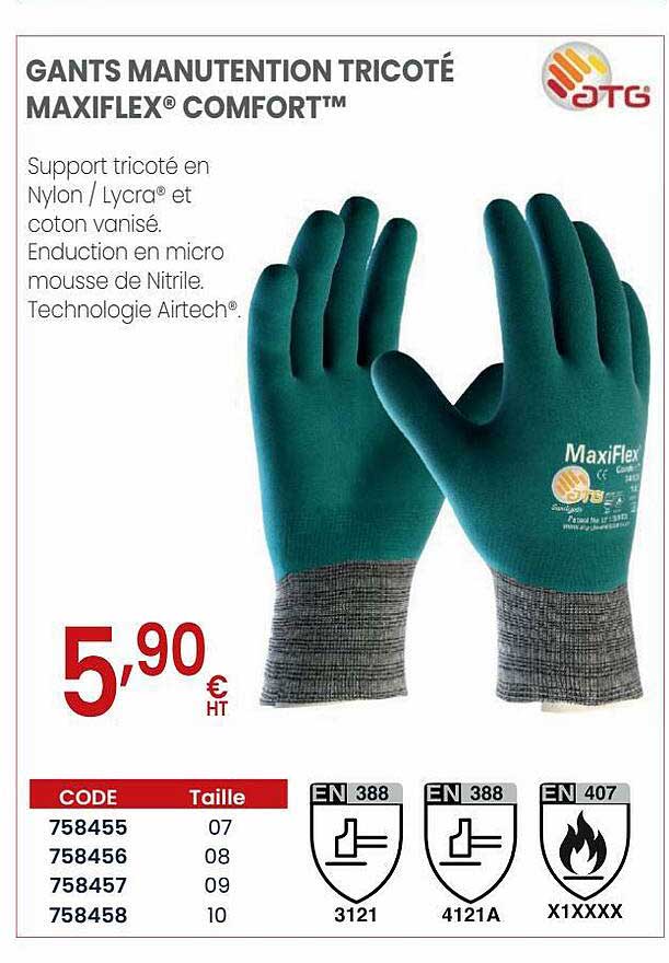 gants manutention tricoté maxiflex comfort