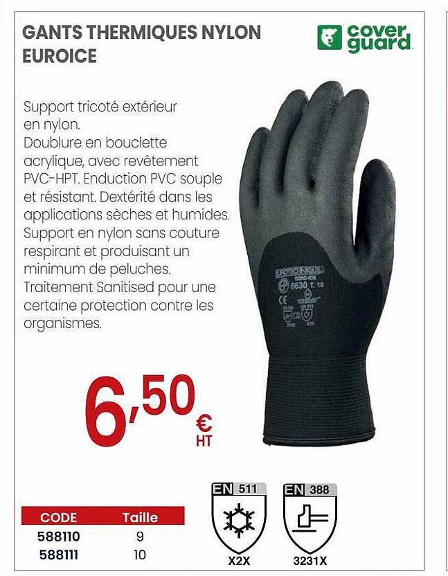 gants thermiques nylon euroice cover guard