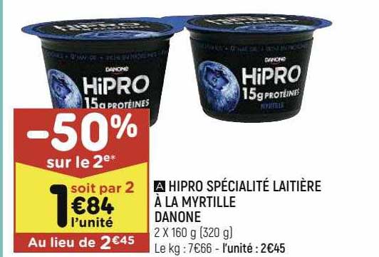 Hipro Spécialité Laitière à La Myrtille Danone