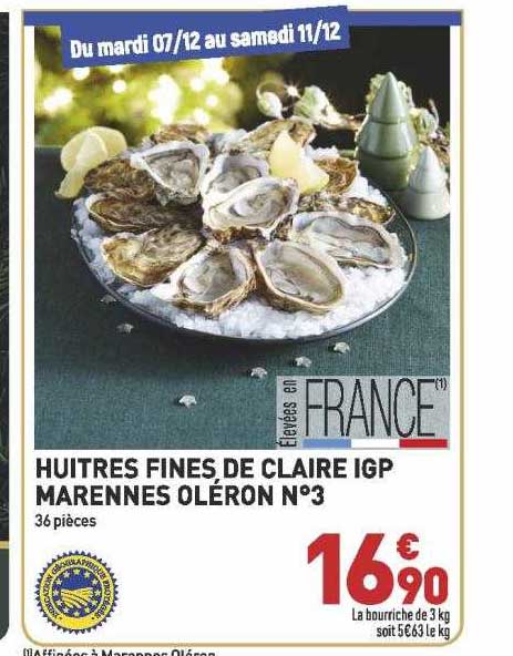 huîtres fines de claire igp marennes oléron n°3