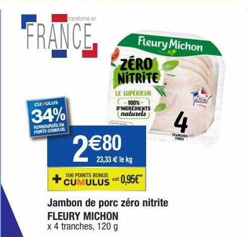 Jambon De Porc Zéro Nitrite Fleury Michon