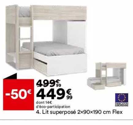 lit superposé 2x90x190 cm flex