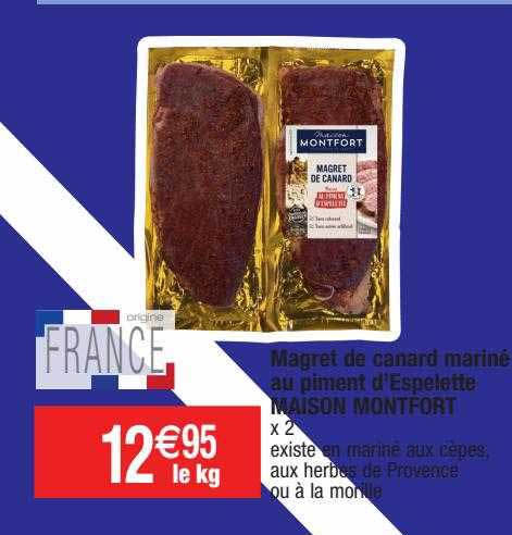 magret de canard mariné au piment d'espelette maison montfort