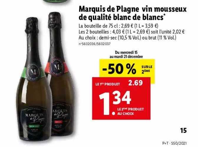 Marquis De Plagne Vin Mousseux De Qualité Blanc De Blancs