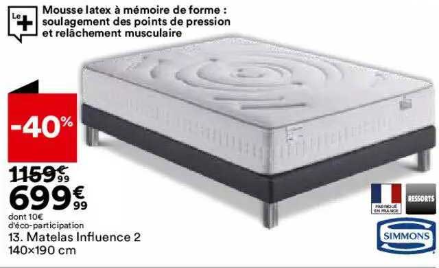 Matelas Influence 2 140 X 190 Cm Simmons
