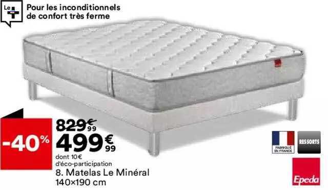 matelas le minéral 140 x 190 cm