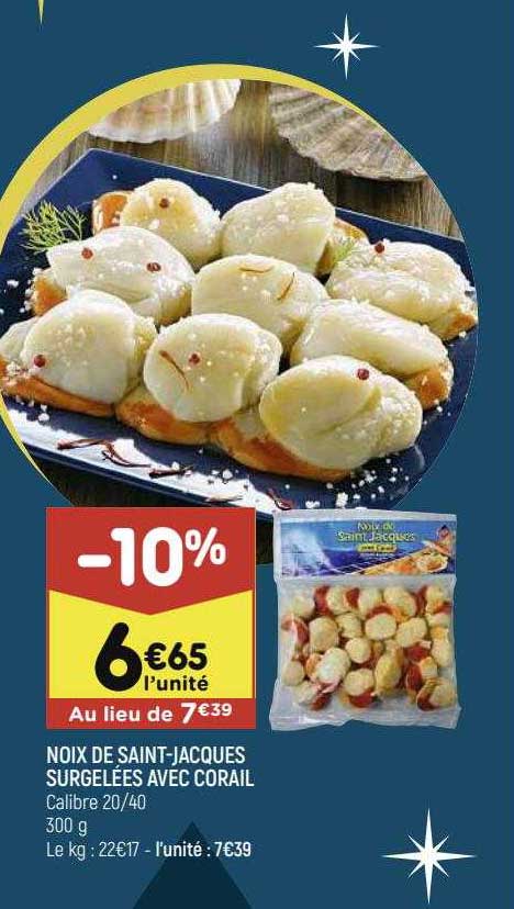 noix de saint-jacques surgelées avec corail