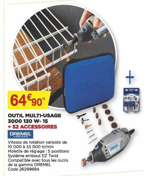 Outil Multi-usage 3000 130 W-15 + 52 Accessoires Dremel