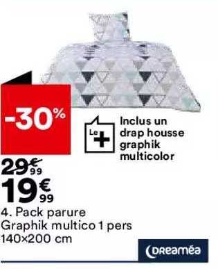 pack parure graphik multico 1 pers 140 x 200 cm dreaméa