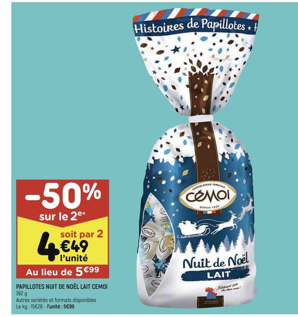 papillotes nuit de noël lait cémoi