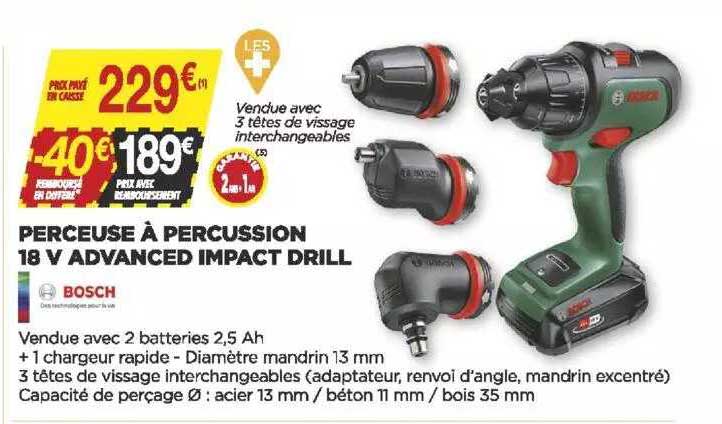 perceuse à percussion 18 v advanced impact drill bosc