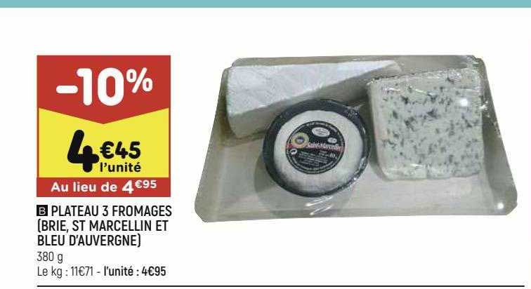 plateau 3 fromages (brie, st marcellin et bleu d'auvergne)