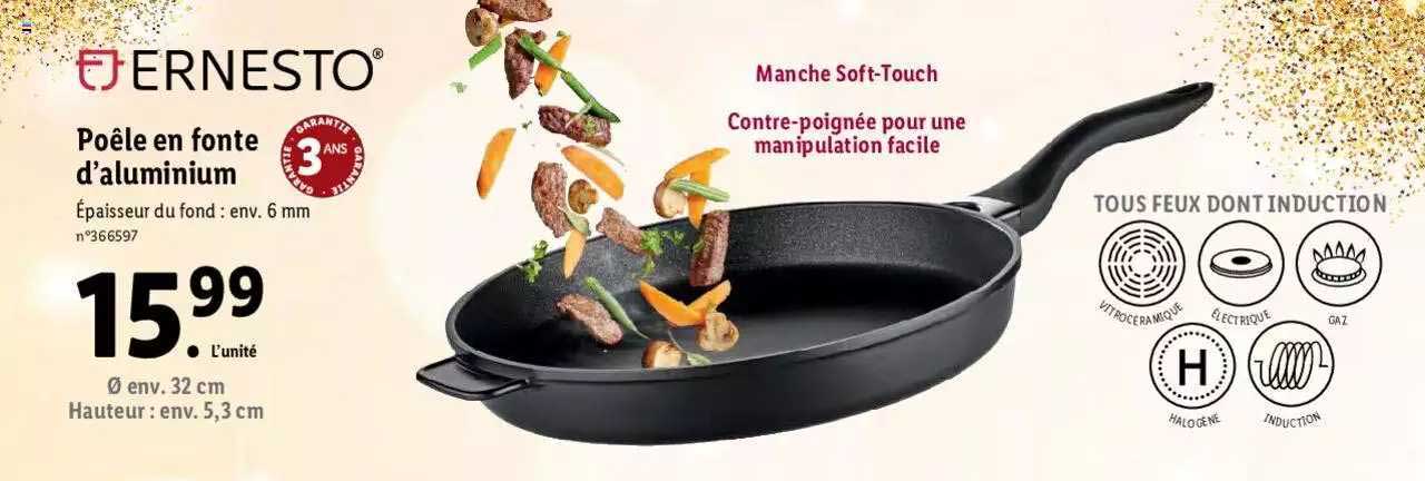 poêle en fonte d'aluminium ernesto