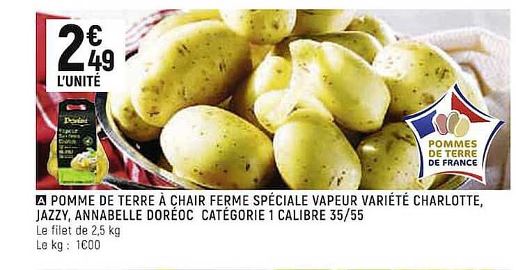 pomme de terre à chair ferme spéciale vapeur variété charlotte, jazzy, annabelle doréoc