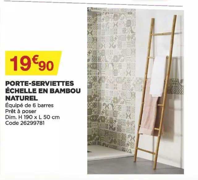 porte-serviettes échelle en bambou naturel