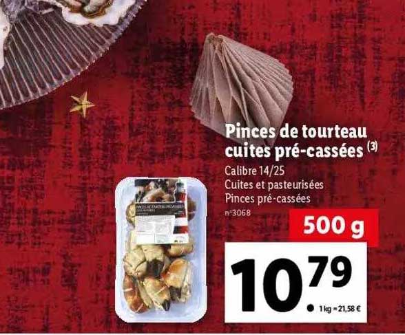 princes de tourteau cuites pré-cassées