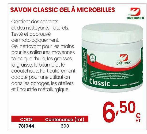 savon classic gel à microbilles dreumex