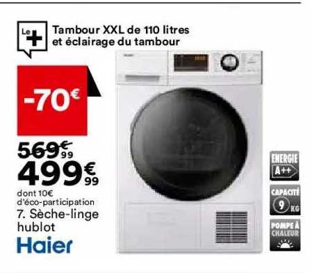 sèche-linge hublot haier