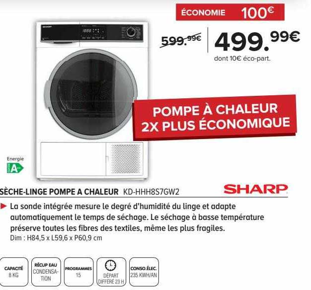 sèche-linge pompe à chaleur sharp