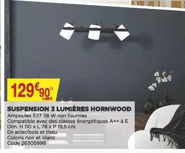 suspension 3 lumières hornwood