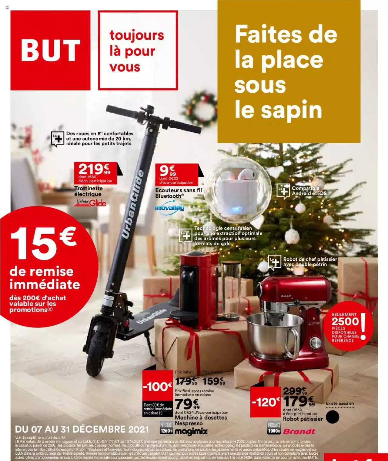 trottinette électrique urban glide, écouteurs sans fil bluetooth, machine à dosette nespresso magimix, robot pâtissier brandt