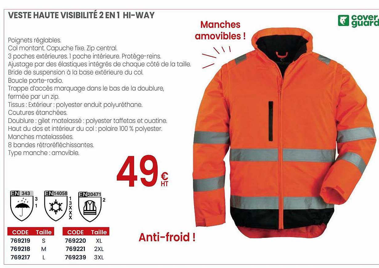 veste haute visibilité 2 en 1 hi-way cover guard
