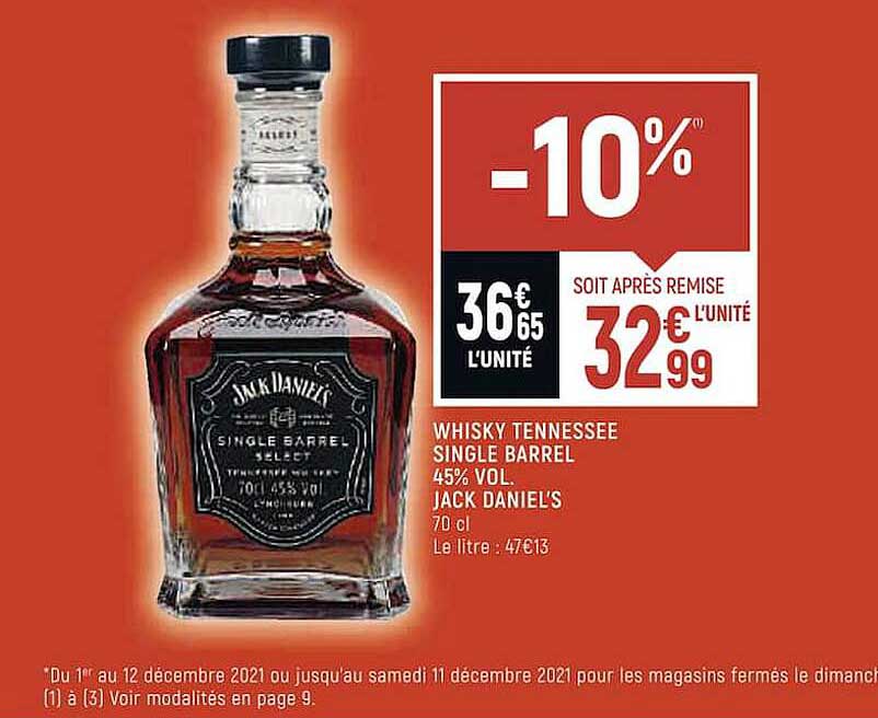 whisky tennessee single barrel 45% vol. jack daniel's